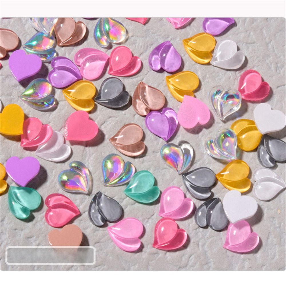 [Hàng mới về] Bộ 10 phụ kiện trang trí móng nghệ thuật hình trái tim 3D nhiều màu phong cách sang trọng
