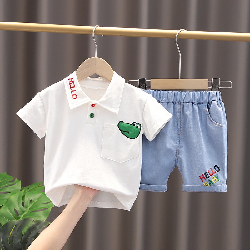 Set Áo Polo Trẻ Em Và Quần Denim Cho Size Từ 1-4 Tuổi S1158