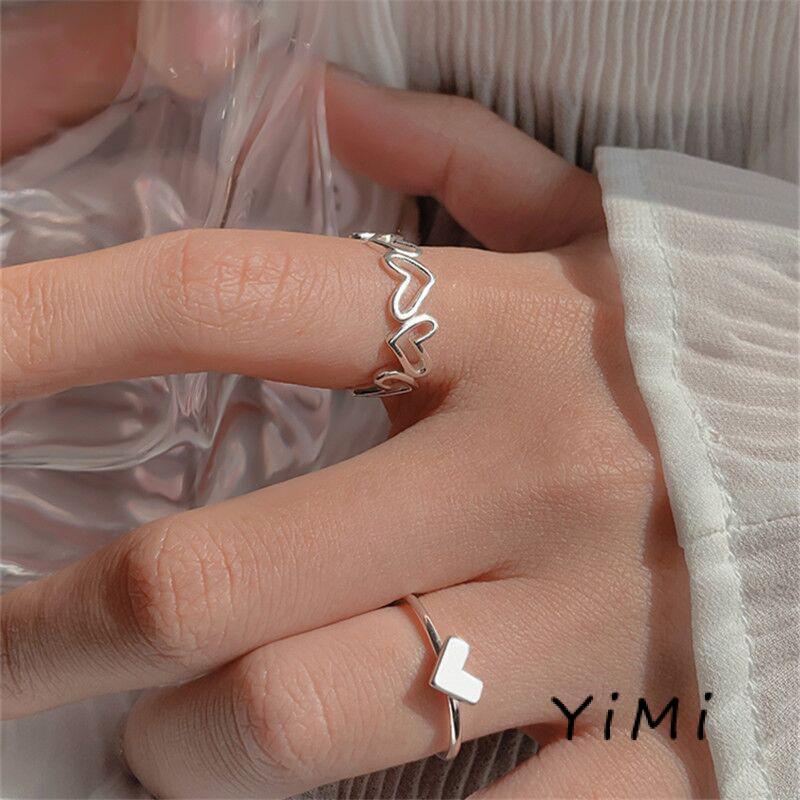 【Yimi.Vn】Nhẫn thiết kế họa tiết trái tim kiểu hở trẻ trung
