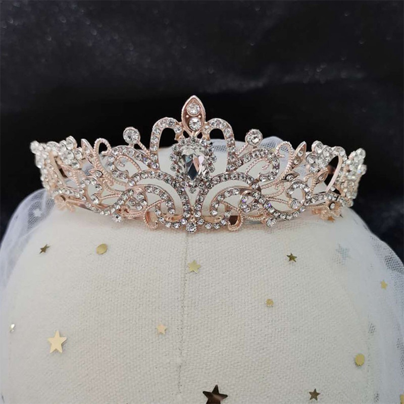 Vương Miện Công Chúa Đính Pha Lê Kèm Lược Cài Tóc Dành Cho Cô Dâu