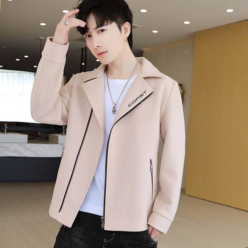 Áo khoác dạ nam dáng ngắn cổ vest phong cách hàn quốc trẻ trung lịch lãm