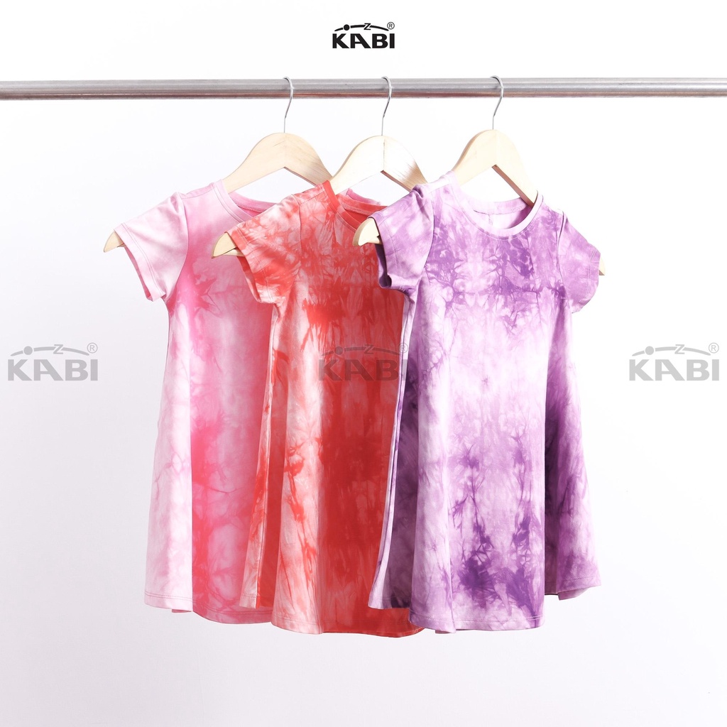 Đầm bé gái KABI đầm loang thun cotton tay ngắn cổ tròn thoáng mát dễ thương