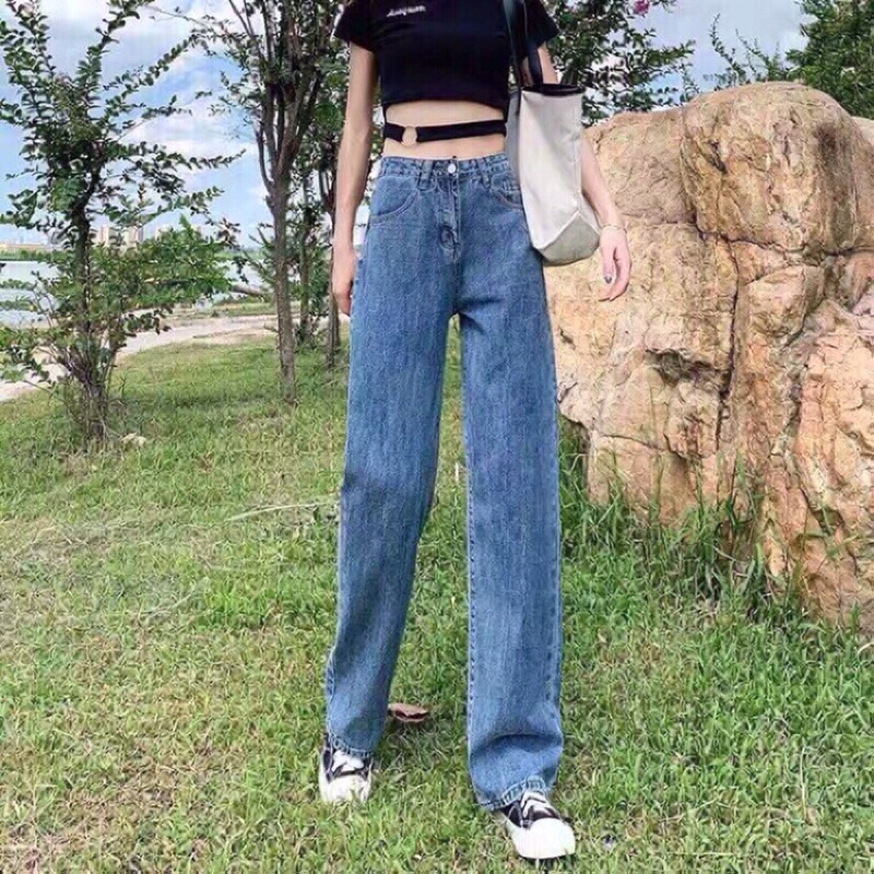 Quần jean bò kaki nữ ống rộng xuông jeans cạp cao jeanhot_0102 ms15