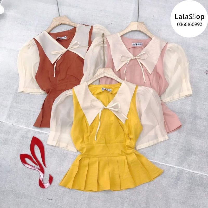 Áo Peplum Cổ Sen Phối Tay Voan Lala Shop