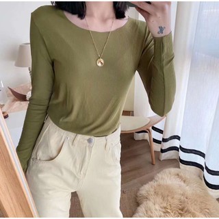 Áo thun dài tay mỏng cổ tròn thu đông