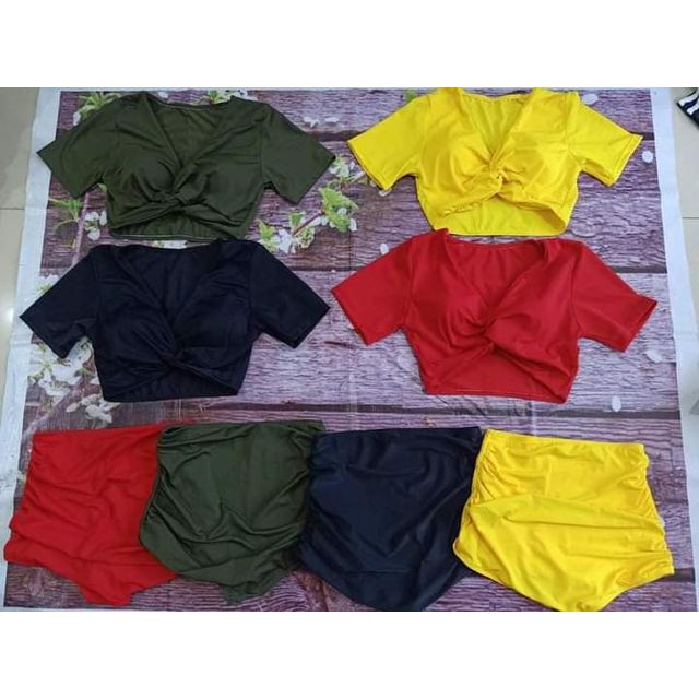 Bikini Nữ 2 Mảnh Quần Đùi Cạp Cao Aó Crop Bin Sports | BigBuy360 - bigbuy360.vn