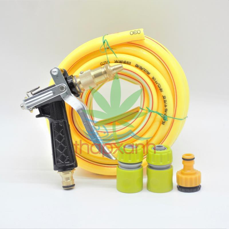 Bộ vòi xịt nước tưới cây, Rửa xe BDT-5214 Vòi đồng 5 trong 1 + 15m dây 16mm