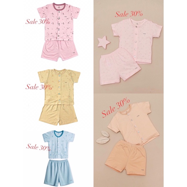 Đồ Nous bộ cài thẳng cộc thường hoạ tiết - size 3M/6M/9M