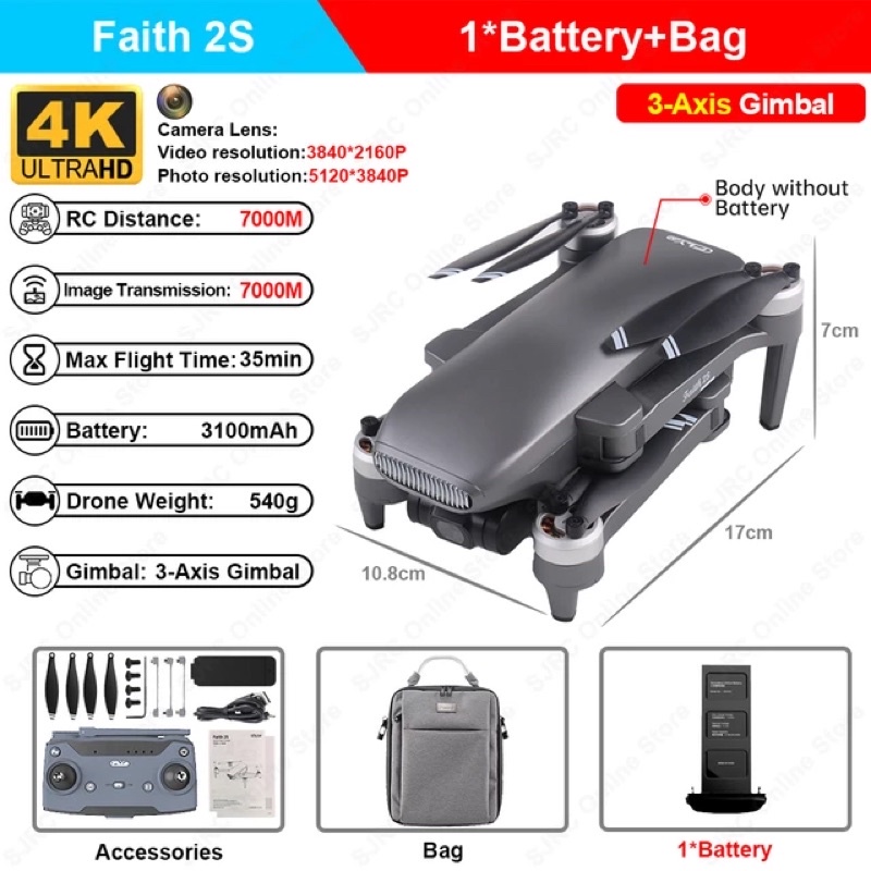 Flycam Cfly Faith 2 Pro 2023  - Faith 2 Se - FAITH 2 PLUS - Faith 2S 7Km 2022 - Camera 4K - 32 phút - BH 3Tháng