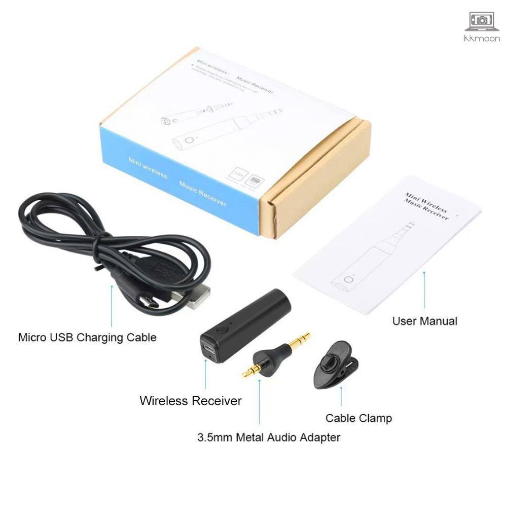 Mini Wireless Music Audio Receiver Bluetooth 5.0 Adapter 3.5mm AUX Jack Stereo Music Hands-free for Car Speakers Earbuds