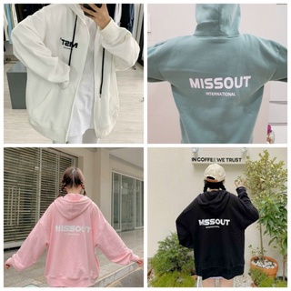 Áo Khoác Nỉ Missout 💖FREESHIP💖 Khoác Nữ Đủ Màu - Form Unisex  Kiểu Áo Hoodie Có Dây Kéo Nữ Size M và L