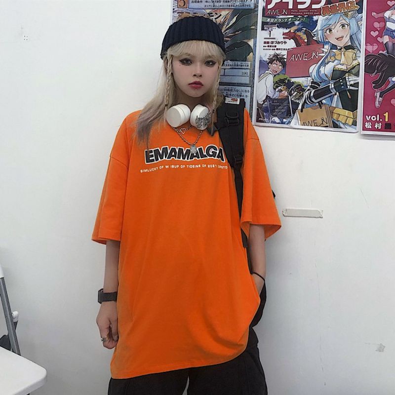 Áo Thun Unisex Tay Lỡ Oversize Nam Nữ In Dòng Chữ