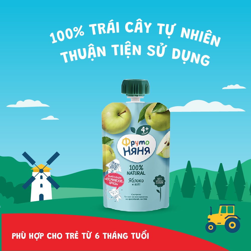 Trái cây nghiền vị táo Fruto Nyanya 90g