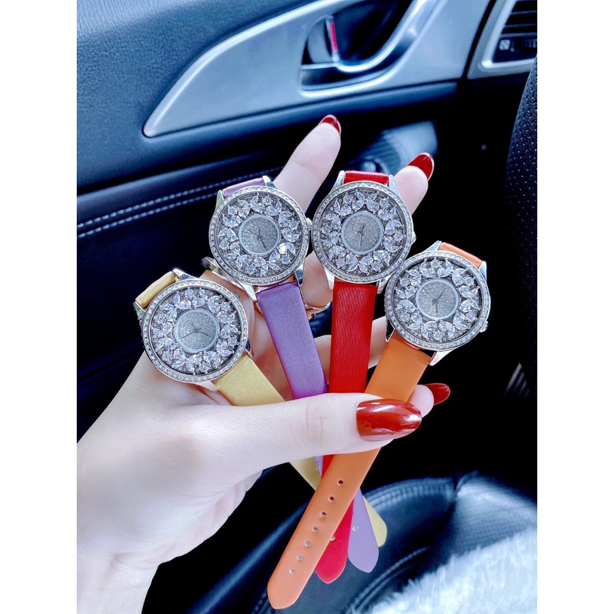 Đồng hồ nữ dây da, đồng hồ nữ GULENA chính hãng, mặt đính kim cương nhân tạo siêu cao cấp, sang chảnh, thời trang hot