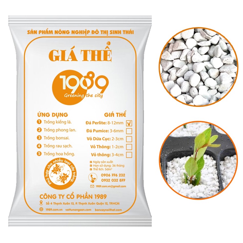 Đá Perlite trân châu 1989 size 8mm - 12mm - Túi 4.5dm ~ 600gram