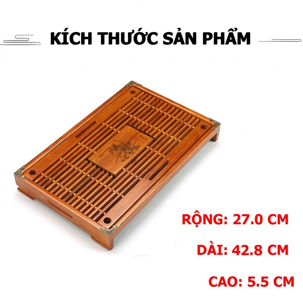 Khay Trà Tre Đựng Ấm Chén Khắc Họa Tiết - Xưởng Gốm TM