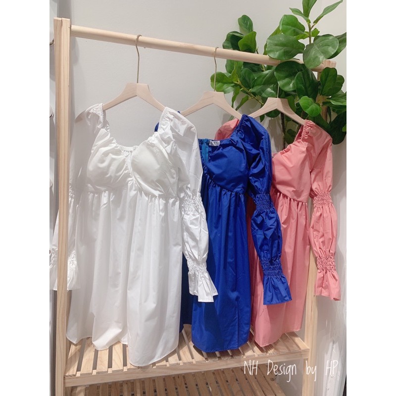 Váy sơ mi tay bồng cổ V tiểu thư cá tính | BigBuy360 - bigbuy360.vn