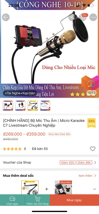 Bộ mic thu âm, karaoke, quay video, livestream,