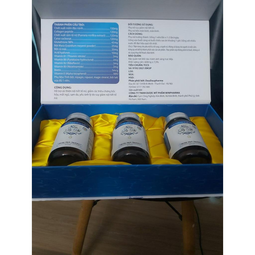 Hộp 3 lọ Sâm Quý Phi ( 90 Viên ). Sâm tố nữ khỏe dáng, sáng da, tăng nội tiết.