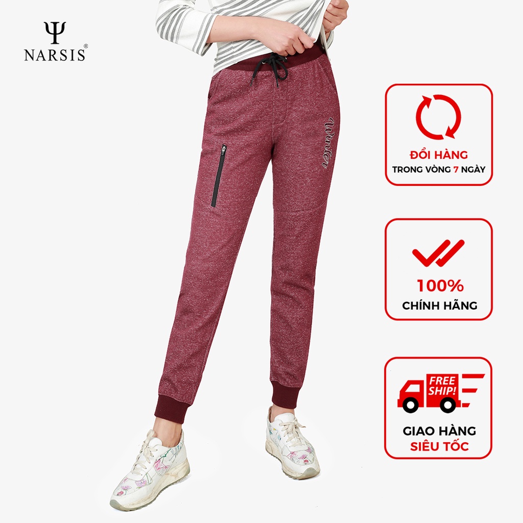 Quần nỉ nữ Narsis P8022 dáng jogger cạp chun có dây rút