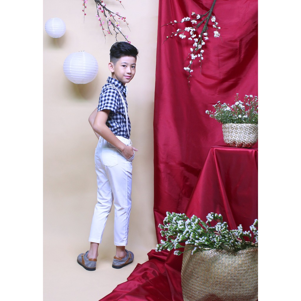Áo sơ mi tay ngắn bé trai linen tay lơ vê từ 8kg - 55kg để đi chơi và đi tiệc  TAS019 - JADINY