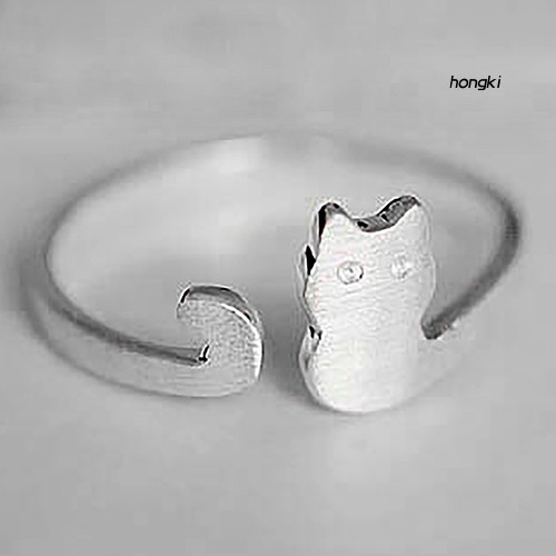 Nhẫn Hở Mạ Bạc Hình Mèo Hoạt Hình Thời Trang Dành Cho Nữ