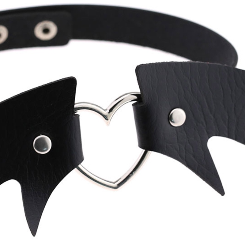Vòng Cổ Choker Bằng Da Đính Cánh Ác Quỷ Phong Cách Gothic Punk Giáng Sinh Halloween