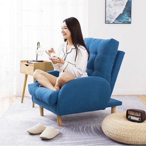 Sofa Lười Có Tay Đế Gỗ Kèm Đôn Thư Giãn, Sofa Lười Thông Minh Siêu Tiện Dụng, Dễ Dàng Tháo Lắp