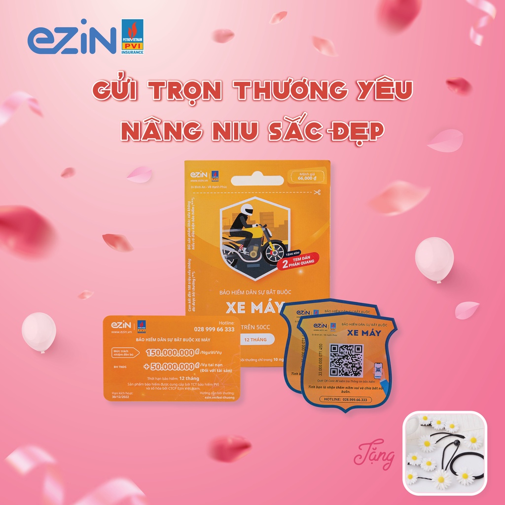 Bảo Hiểm Trách Nhiệm Dân Sự Bắt Buộc Xe Máy - Bảo Hiểm EZIN PVI - 1 năm