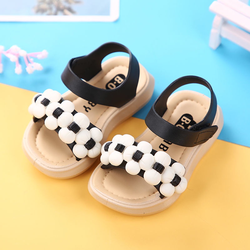 Xăng đan Đế Mềm Chống Trượt Đính Hoa Thời Trang Mùa Hè Dành Cho Bé Gái