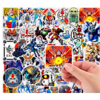 Bộ 50 Sticker Gundam - Miếng dán decal chống nước hình dán siêu nhân robot Gundam STK13