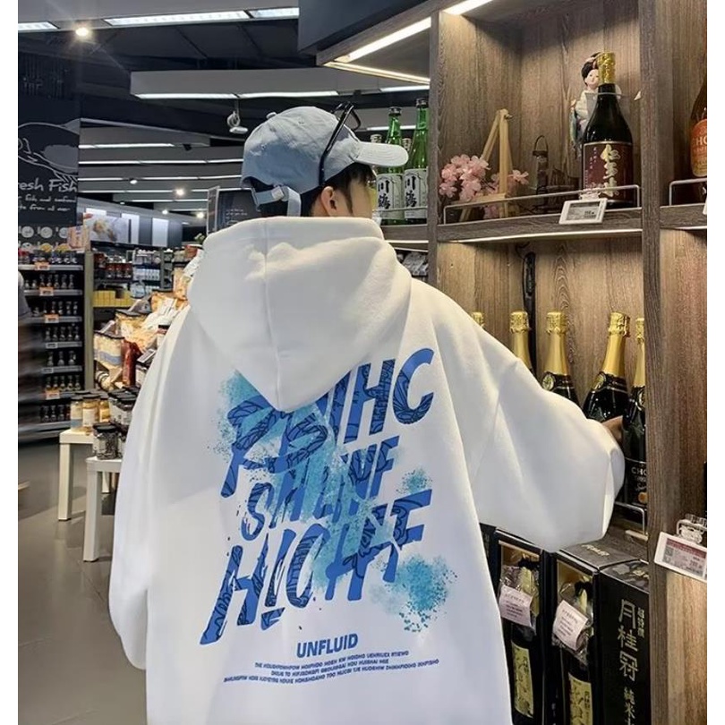 Áo Khoác Hoodie Cotton Dày Dáng Rộng In Chữ Graffiti Thời Trang Cho Nam Cỡ M-5XL