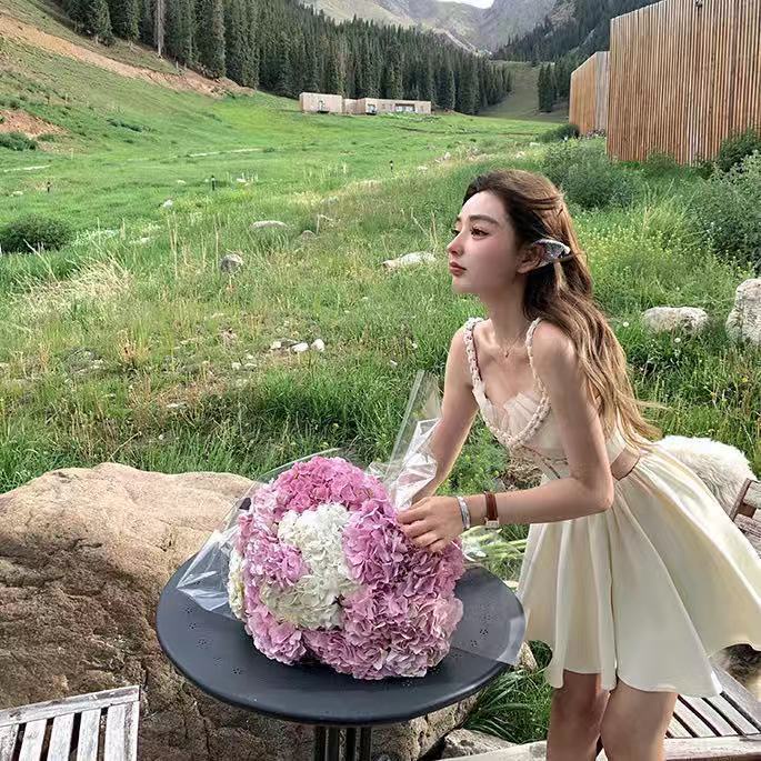 Đầm Công Chúa Hai Dây Ngắn Mỏng Nhẹ Thiết Kế Mới 2021 Cho Nữ