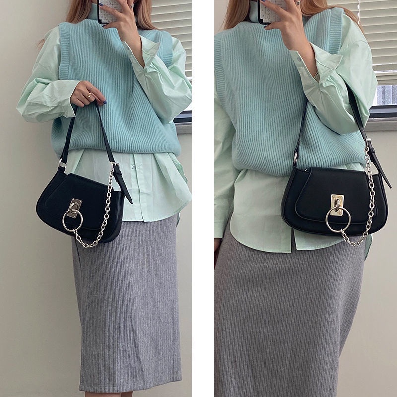 Túi xách nữ 2 dây đeo chéo, kẹp nách PHỐI XÍCH hàng Quảng Châu cá tính