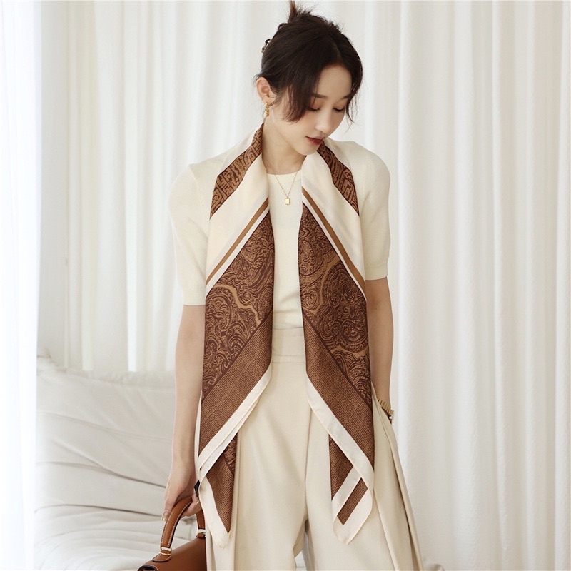 Khăn choàng cổ lụa đa năng thanh lịch quà tặng size 108x108cm