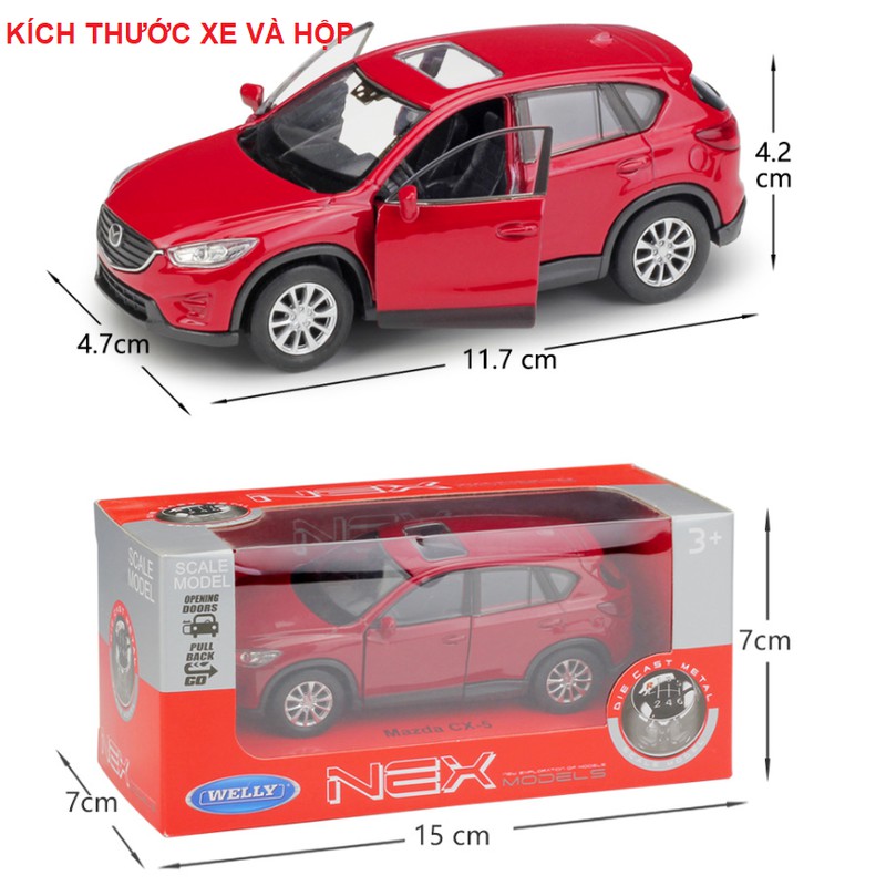 Xe mô hình ô tô Mazda CX5 tỉ lệ 1:36 xe bằng sắt chạy cót mở cửa xe