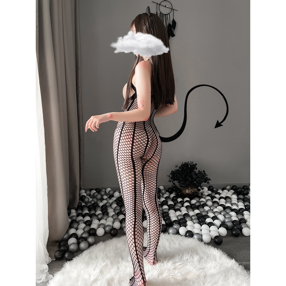 No. 60 💕 CHE TÊN 💕 Đồ Ngủ Phòng The Vải Mịn, Cosplay Xuyên Thấu Gợi Cảm Hở Đáy Quyến Rũ Bodystocking BCS21