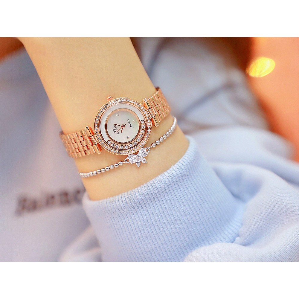 [ xả kho ] Đồng hồ nữ Bee Sister FA1552 dây thép cao cấp, mặt tròn đính đá, thiết kế sang trọng, đẳng cấp