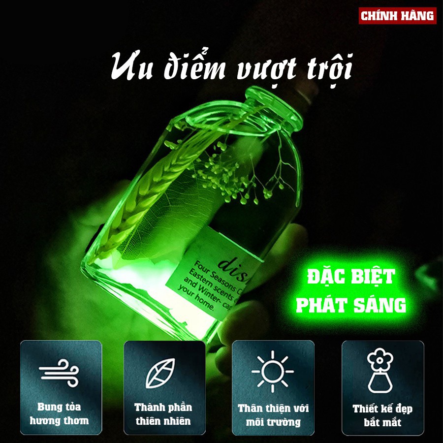 DecorZ Tinh Dầu Thơm Phòng Phát Sáng Ban Đêm 100ml Que Gỗ Tự Khuếch Tán Hương Khử Mùi Không Khí