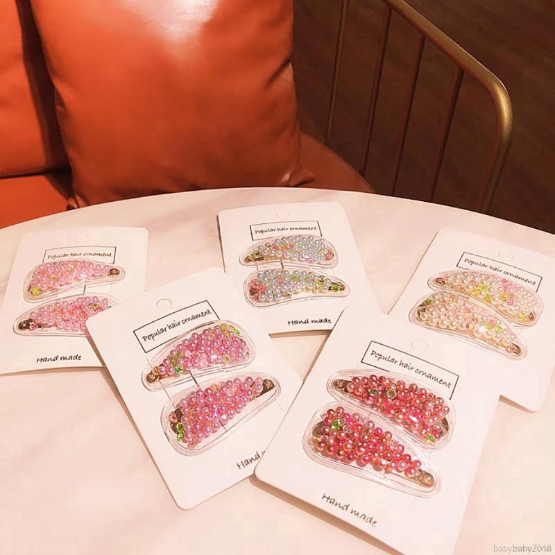 Kẹp tóc đính hạt giả ngọc trai cho bé