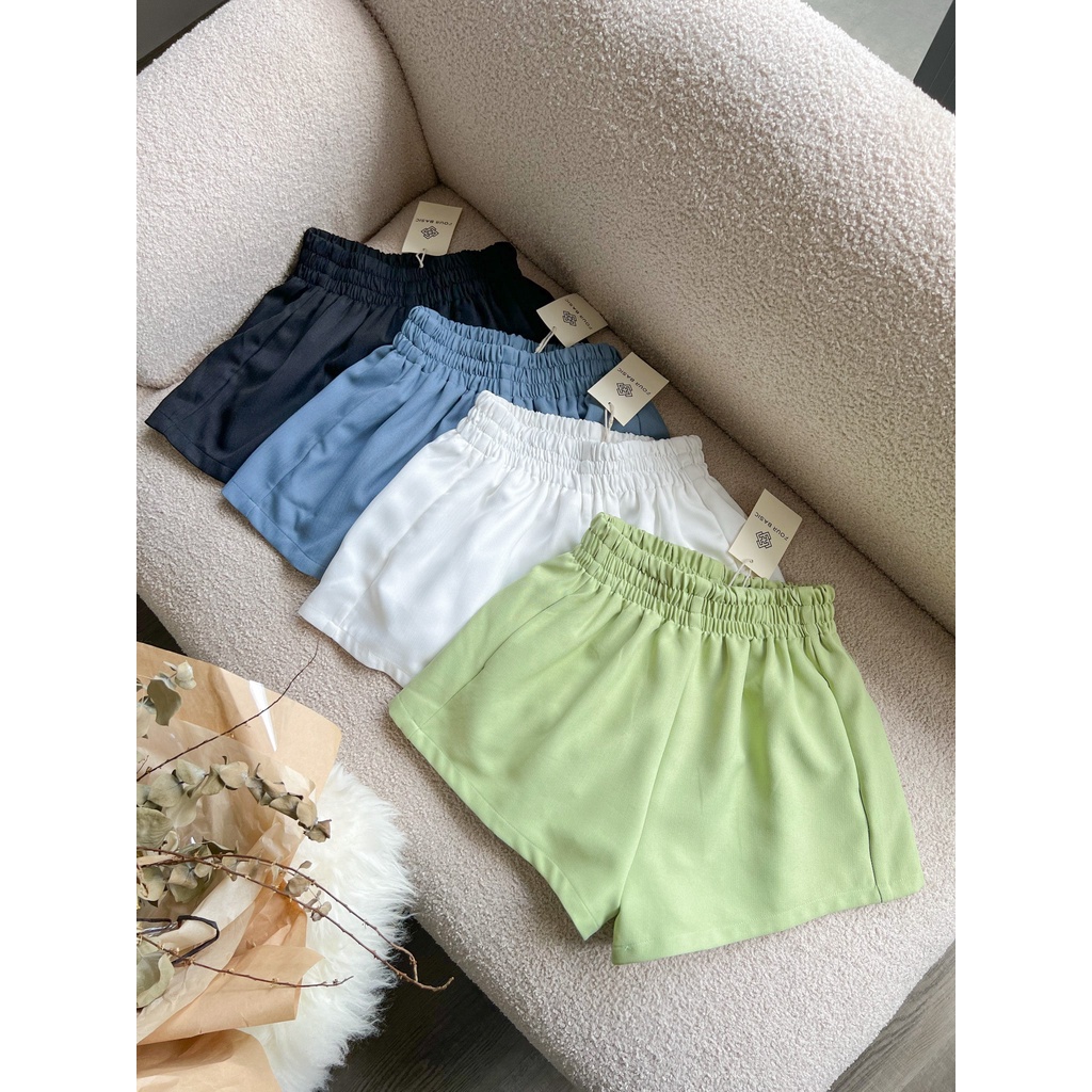 Quần short nữ thun trơn cạp cao form rông, quần đùi nữ ngắn lưng cao co giãn Four Studio Q17