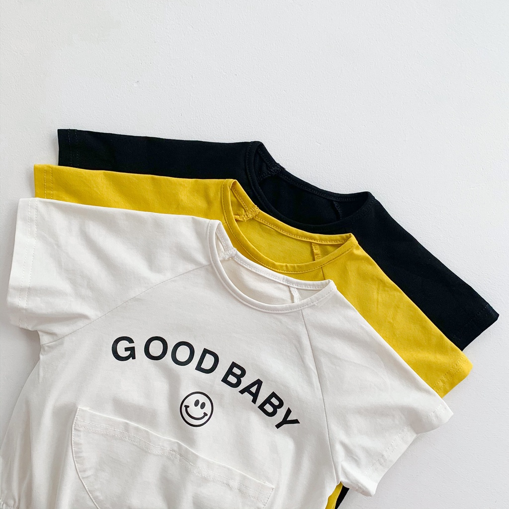 Bộ Áo Liền Quần Ngắn Tay Chất Liệu Cotton In Hình Mặt Cười Cho Trẻ Nhỏ Mới Sinh set bộ áo liền quần cho bé