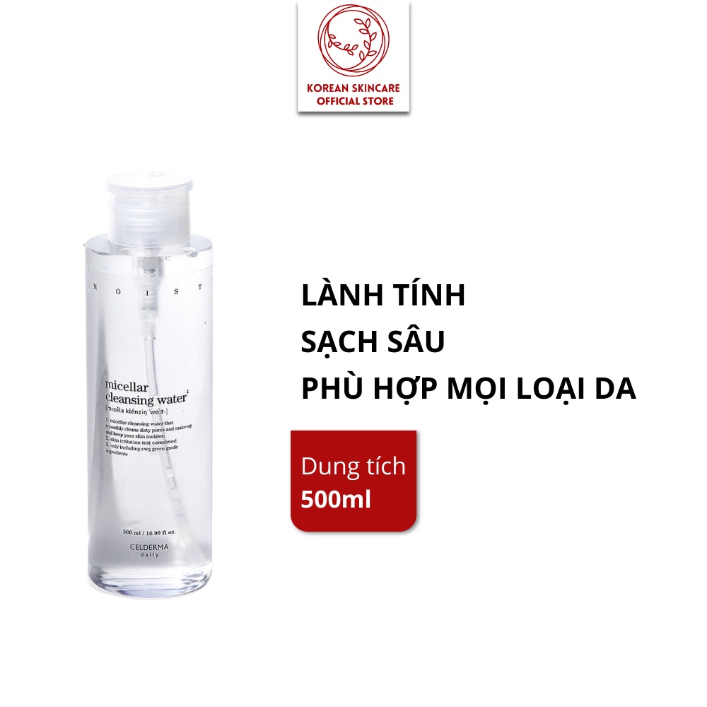 Combo Nước tẩy trang Celderma Micellar Cleansing Water và Nước hoa hồng tẩy da chết Celderma Mild Peeling Water 500ml