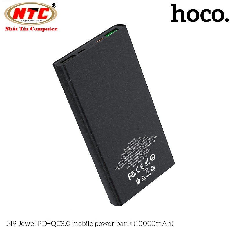 Pin sạc dự phòng Hoco J49 Jewel 10000mAh lõi polymer, sạc nhanh QC 3.0, sạc PD