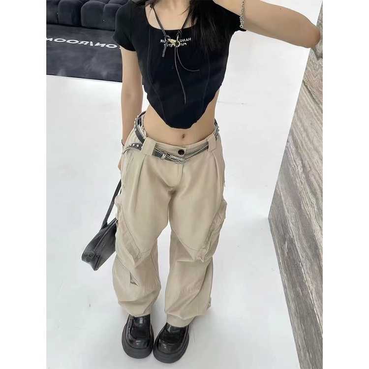 Quần Dài Ống Rộng Phong Cách Hip Hop Đường Phố Mỹ Cá Tính Cho Nữ