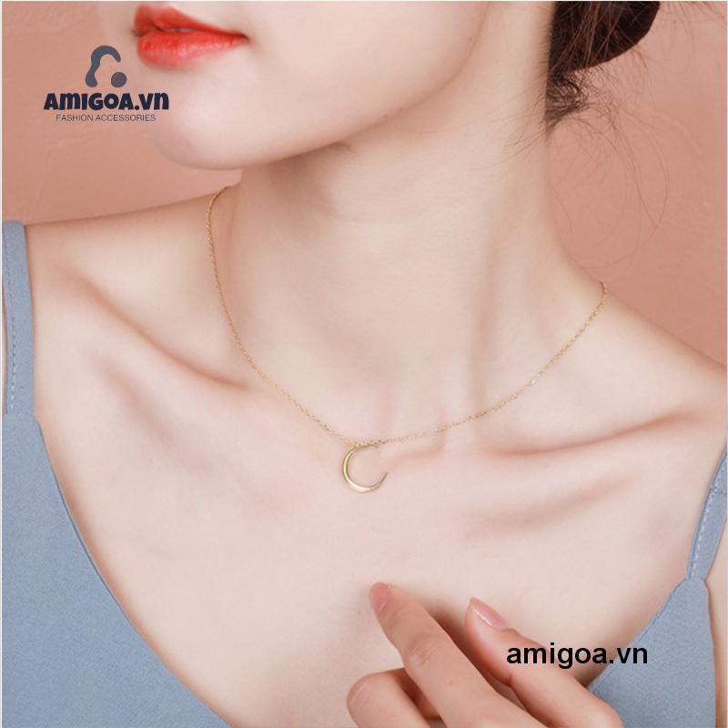 ✨✨Vòng cổ mạ bạc 925 hình mặt trăng đơn giản phong cách Hàn Quốc