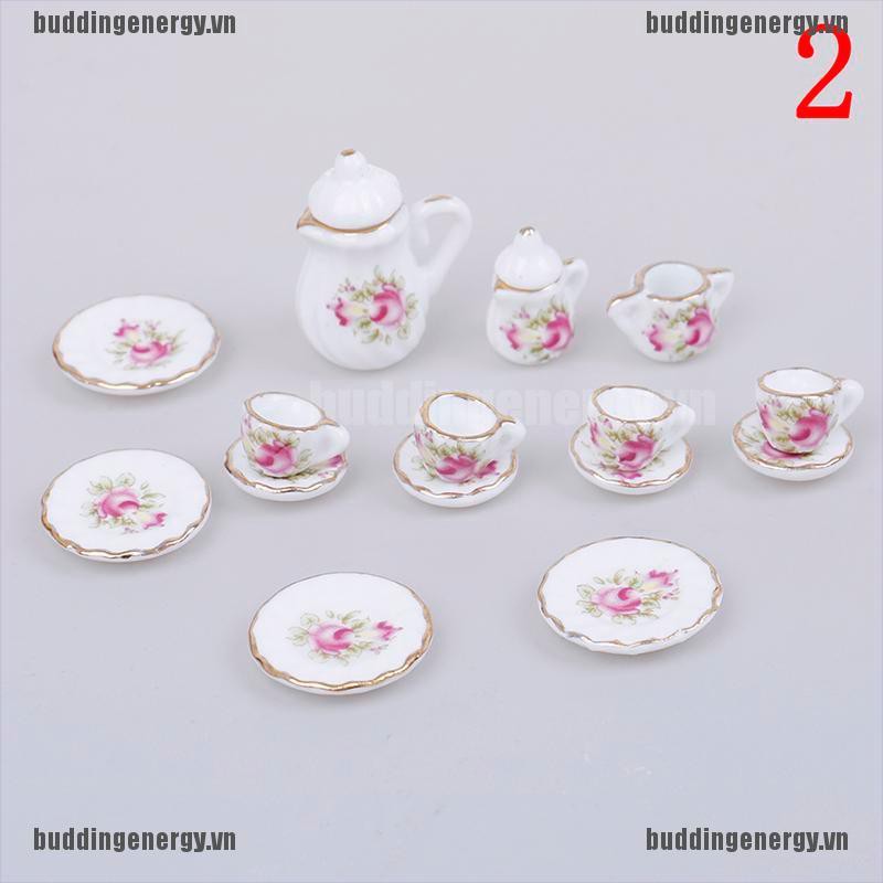 Set 15 Ấm Trà Bằng Sứ Tỉ Lệ 1:12 Dùng Để Trang Trí Nhà Búp Bê Sang Trọng Tiện Dụng