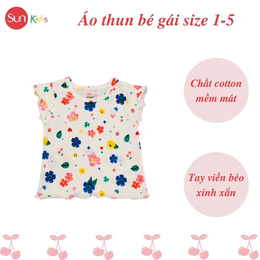 Áo thun cho bé gái, áo phông bé gái chất cotton mềm mát, size 1 - 5 tuổi - SUNKIDS