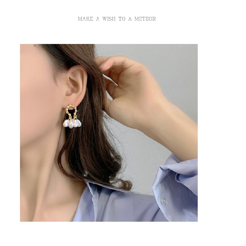 Khuyên tai đính ngọc phong cách Hàn Quốc thời trang cho nữ