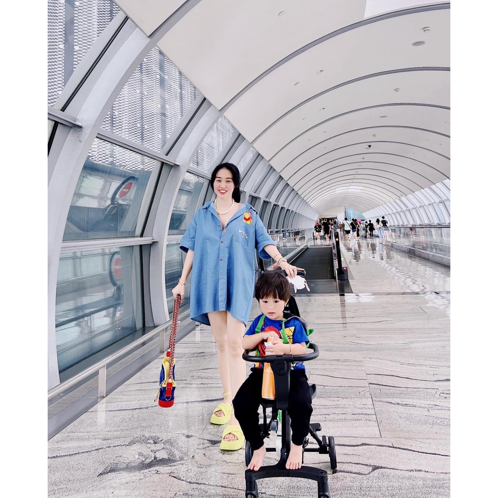 Sơmi denim gấu pooh